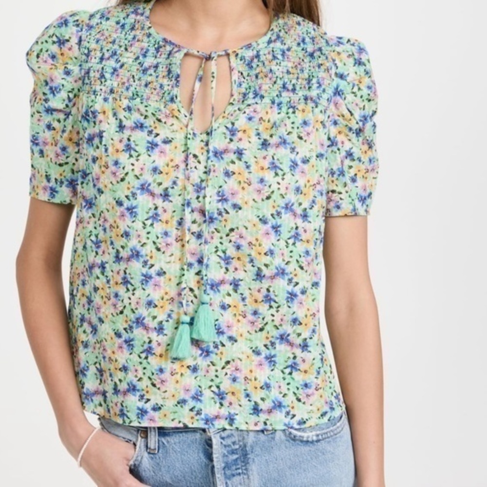 Shoshanna Floral Print Tassel Shirt Sz S